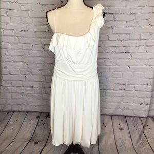Speechless Off White One Shoulder Bubble Hem Dress 3X